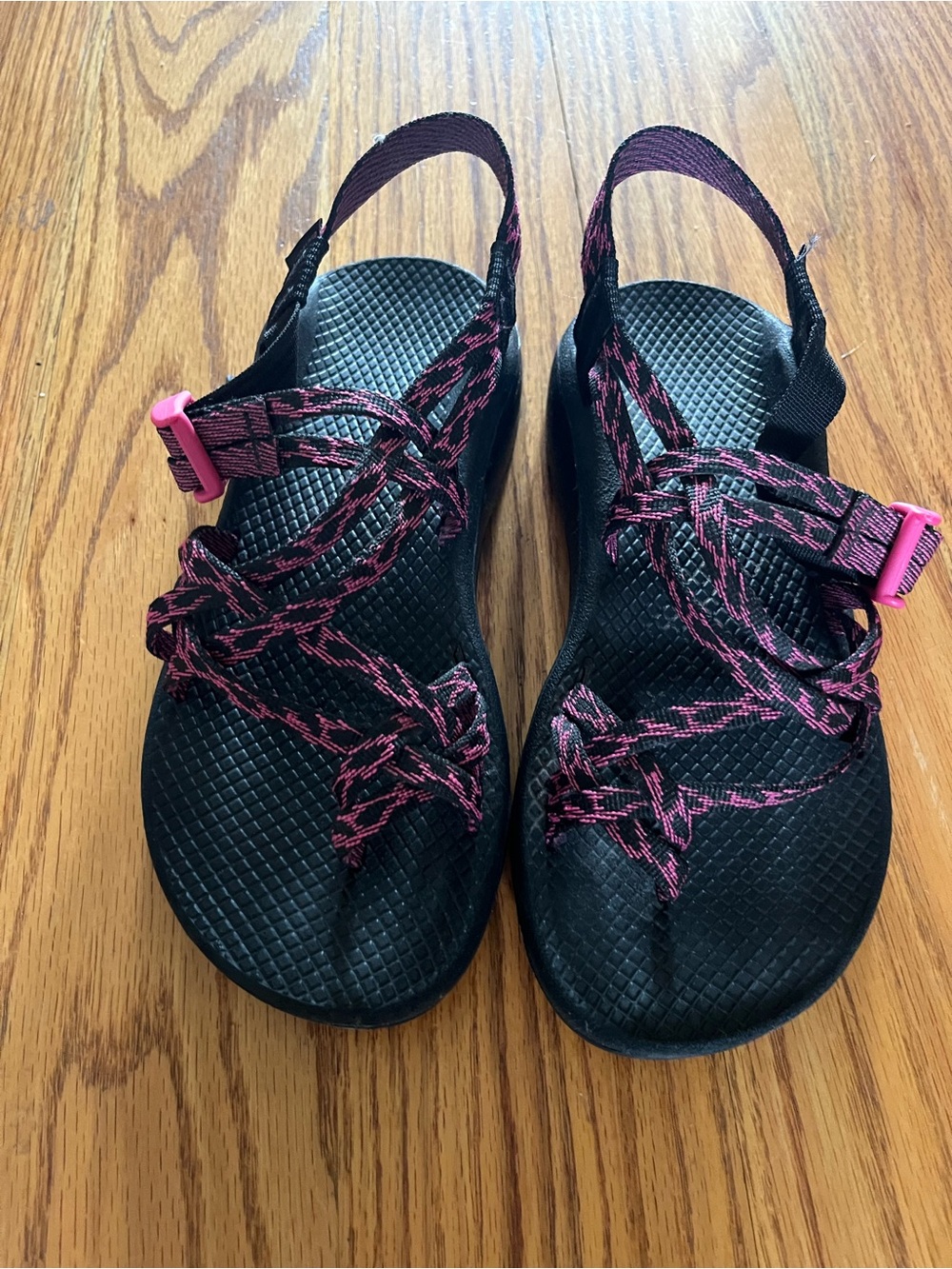 Chaco Women's Black Sandals with Pink Strap Details